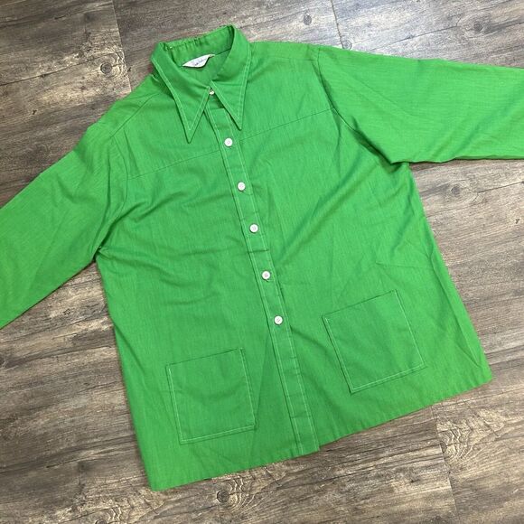 Vintage Sears‎ Fashion Long Sleeve Shirt Green NO SIZE TAG (62) - Picture 1 of 7